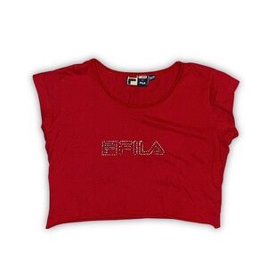 Fila Women's Rhinestone Red Crop Top